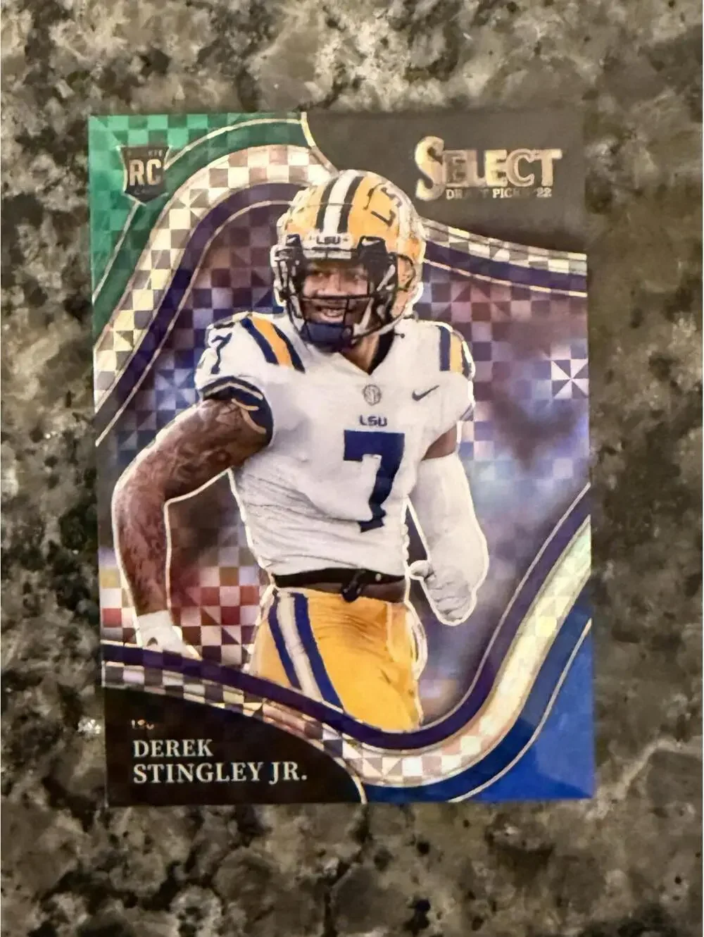 2022 Panini Select Draft Picks Derek Stingley Jr. Blue‎ and Green Squares #8/15